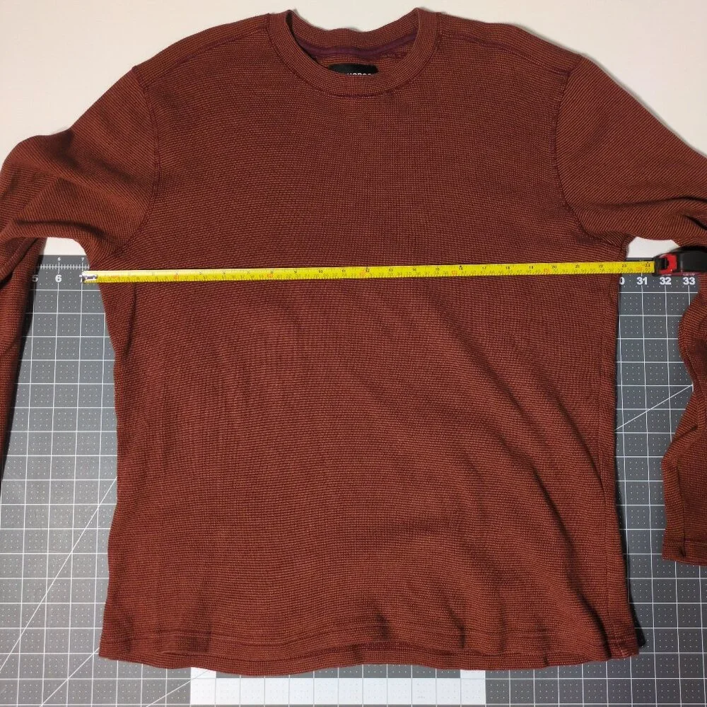 Bonobos Waffle Knit Mens Large Crew Orange Long Sleeve Grunge Streetwear Skate - Picture 9 of 12